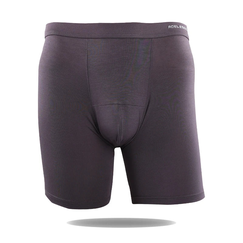 Dark grey modal compression boxer briefs with logo waistband