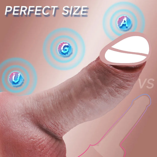 Realistic silicone dildo with suction cup, angled view, light pink smooth shaft