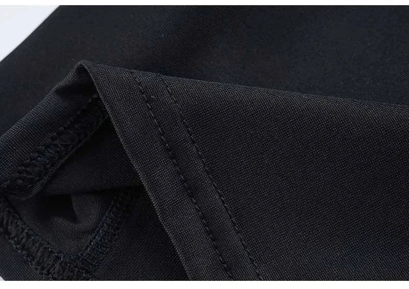 Black boxer shorts waistband and inner seam stitching detail