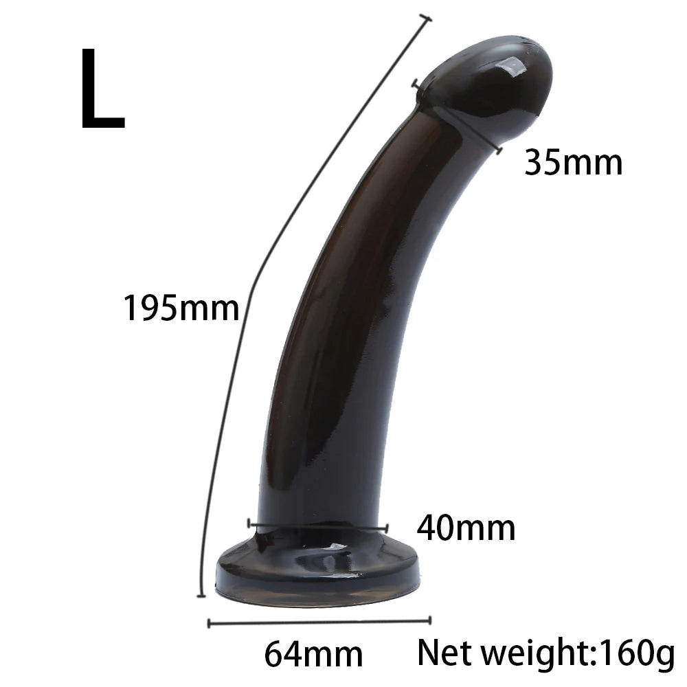 L size black strap-on harness dildo, 195mm length, 64mm base stand