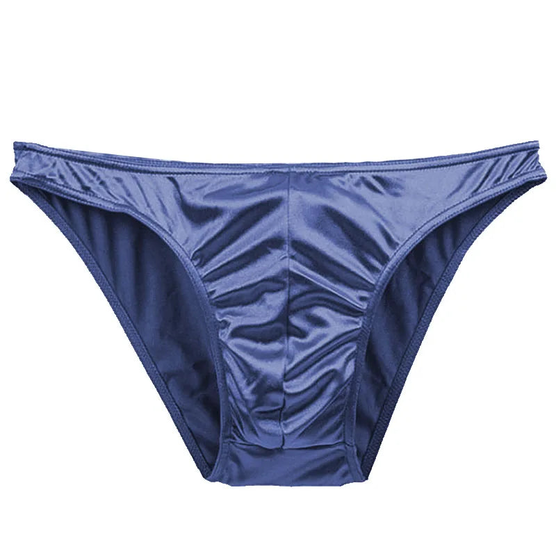 Satin silky multicolour brief in deep blue, smooth high-cut look
