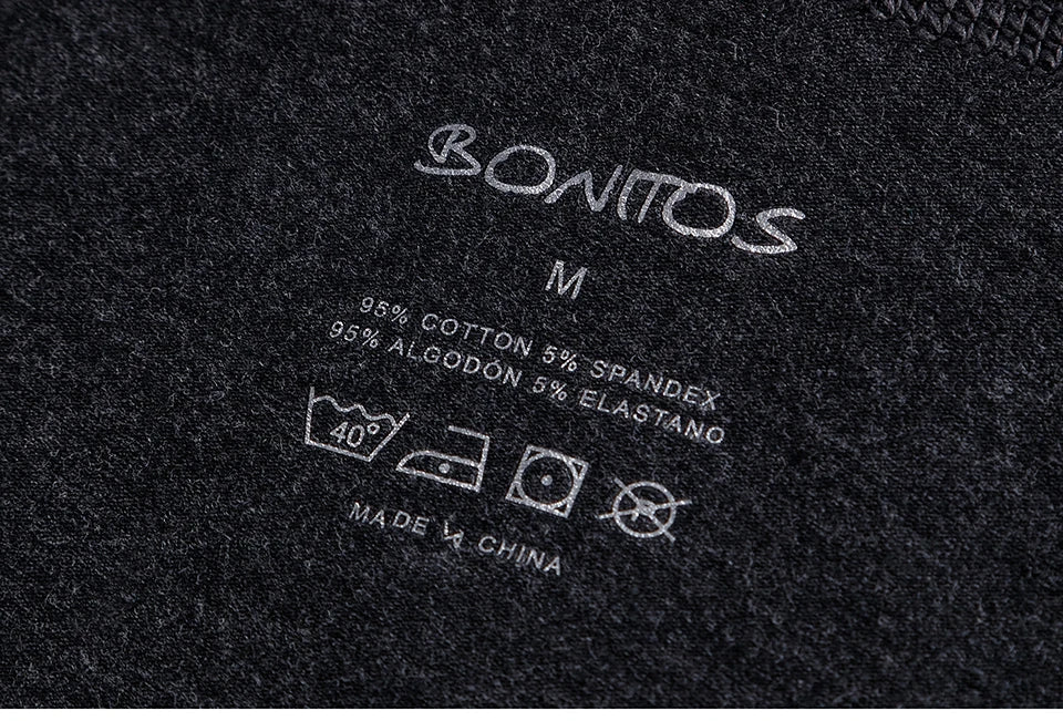 Cotton long boxer brief with BONITOS size and care label on dark fabric.