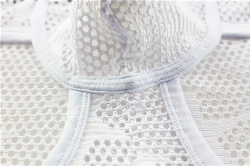 White breathable brief with textured mesh fabric and contoured leg opening