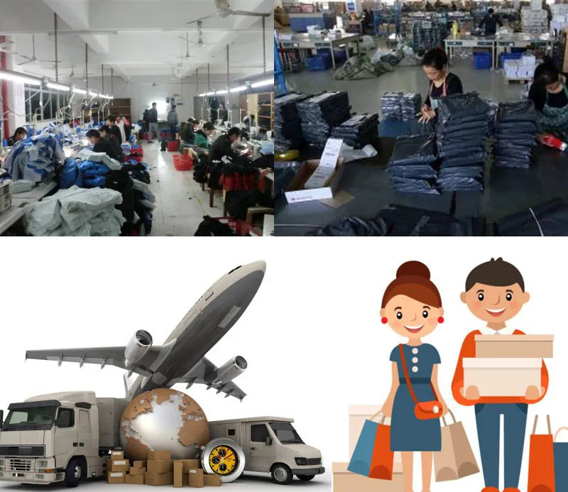 Shipping and delivery collage with warehouse and delivery truck