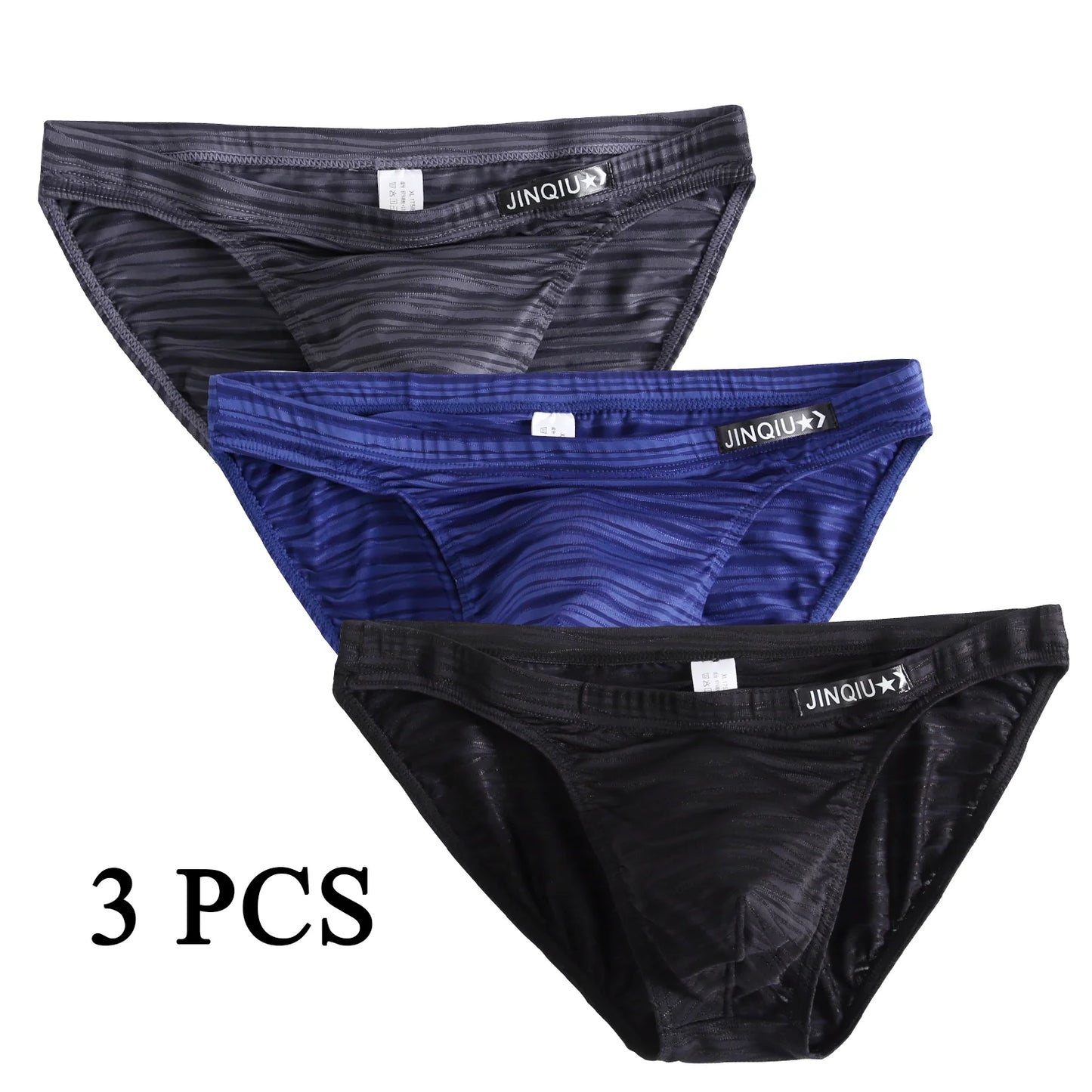 3-pack nylon boxer briefs: charcoal, blue, and black