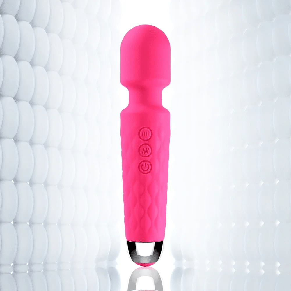 Rose pink G-spot vibrator with textured silicone body and three button controls