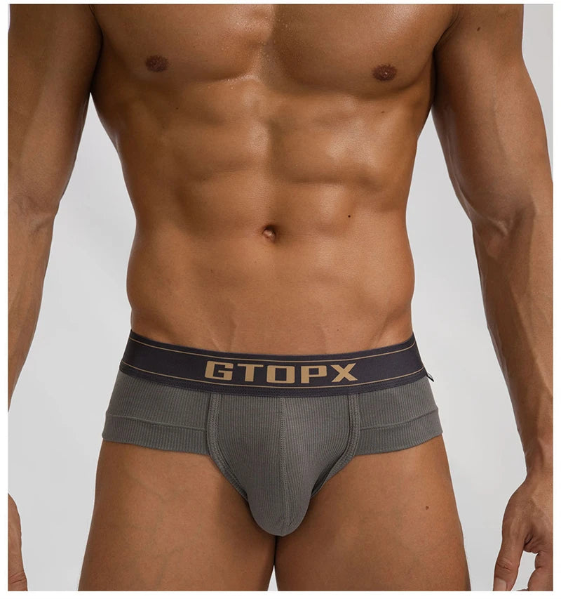 Gray modal wicking U-pouch boxer briefs, smooth ribbed fabric and pouch front