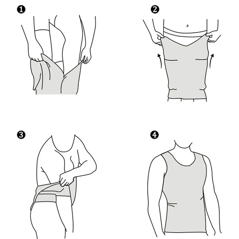 Wearing instruction illustration for compression corset vest sleeveless tank