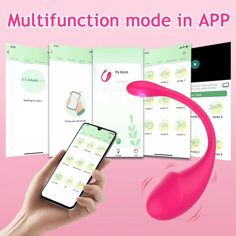 Pink g-spot vibrator controlled in an app, smooth curved wearable design