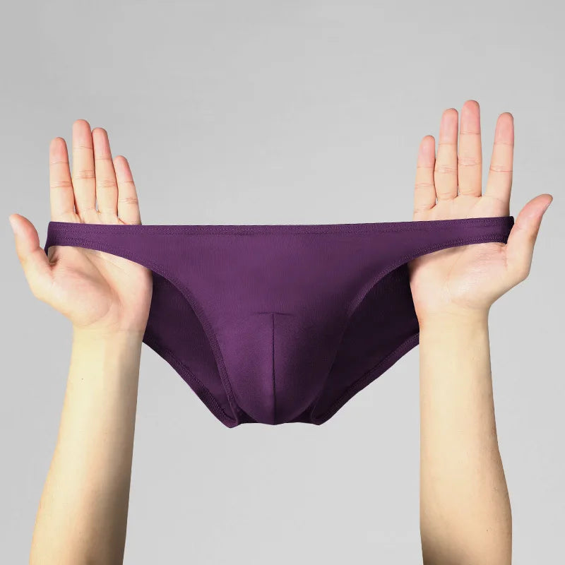 Purple modal U-pouch low-rise brief with U-convex front pouch and low waist band