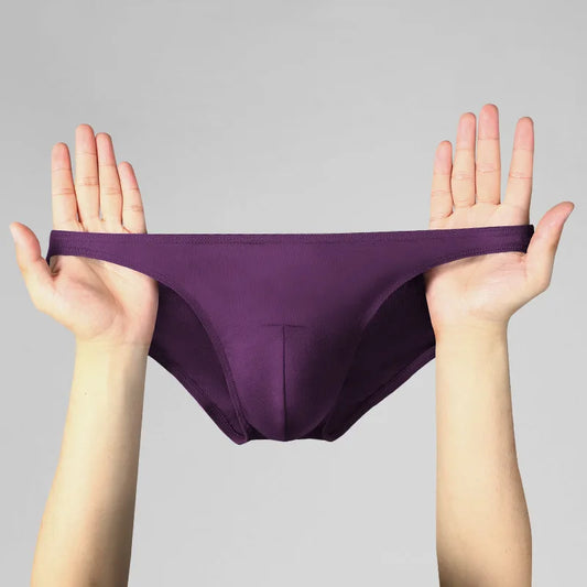 Purple modal U-pouch low-rise brief with U-convex front pouch and low waist band
