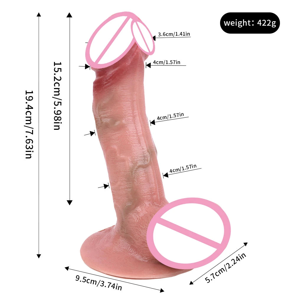 Rose pink double-layer silicone dildo with suction base, wide top ring and flared bottom
