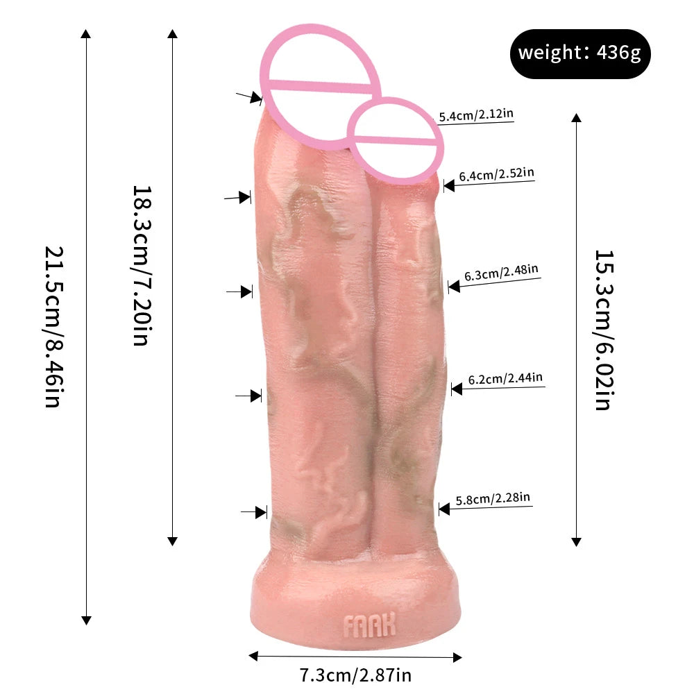 Peach-pink silicone sex toy with suction base; rounded tip and vertical ridges