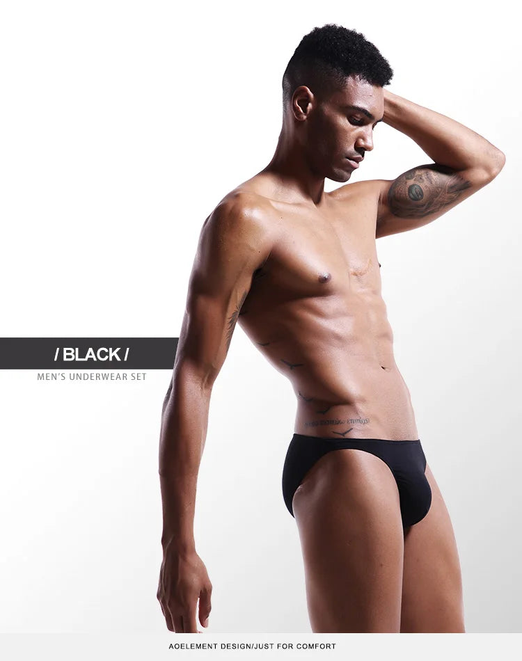 Modal U-pouch low-rise brief, black