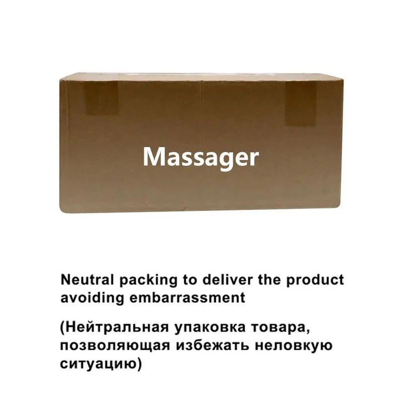 Massageer product box with neutral packaging