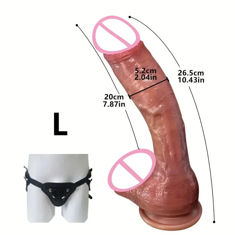 L flesh-toned realistic sex toy, length labeled 20cm, suction base