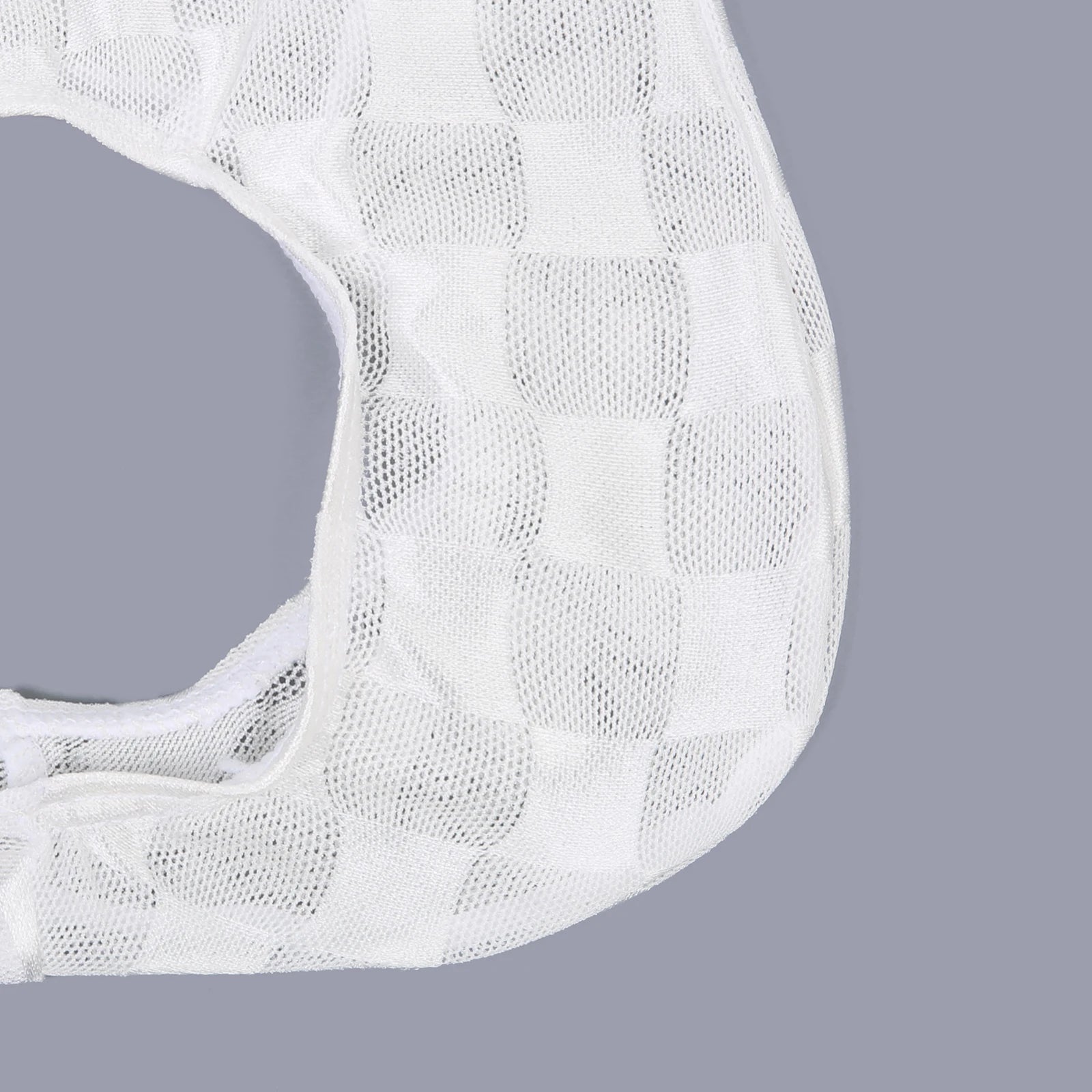 White transparent checkered mesh brief with curved cut and elastic trim