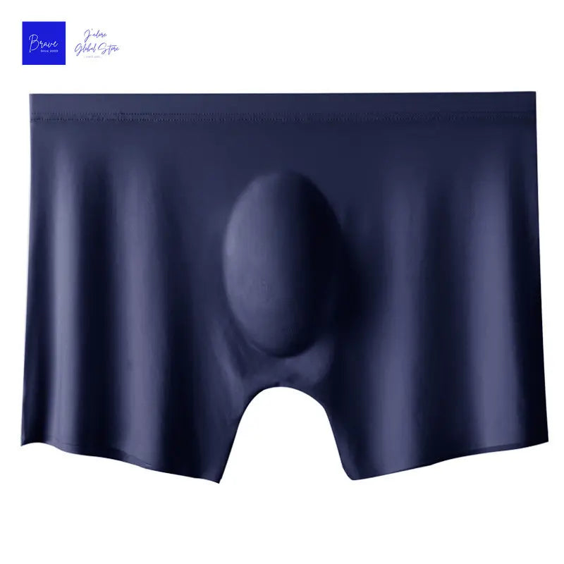 Navy seamless boxer briefs with smooth knit and contoured pouch