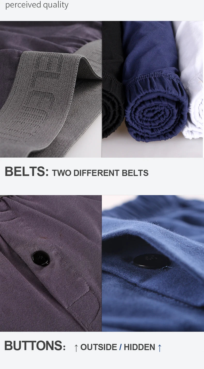 Fabric and belt/button detail comparison for pyjama shorts