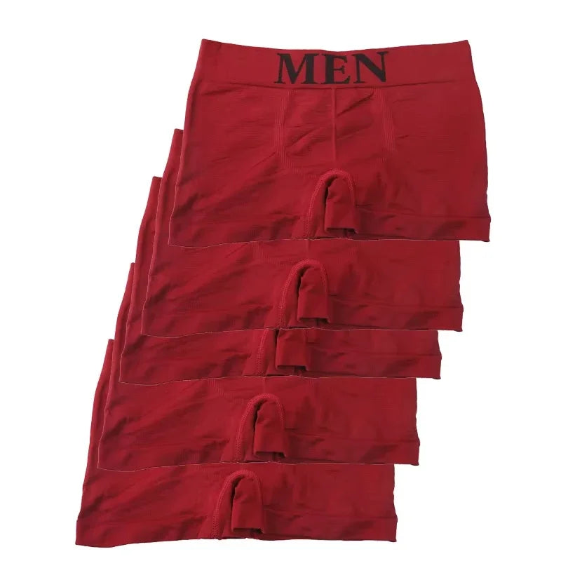 Red plain stretch boxer briefs, folded set with elastic waistband and fly