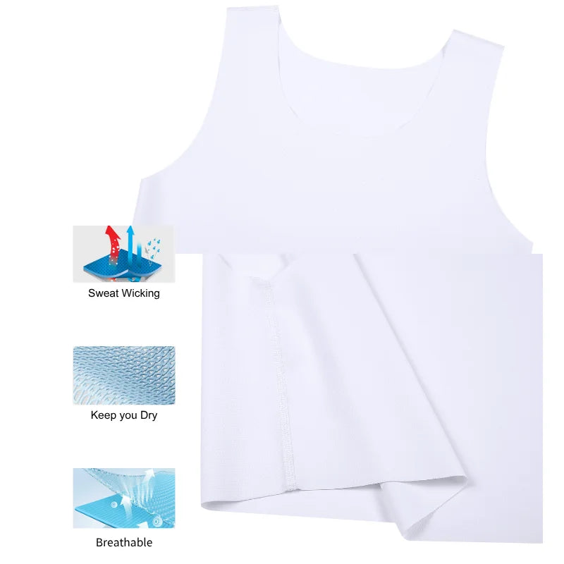 White seamless slim shaping vest with wide armholes and scoop neckline