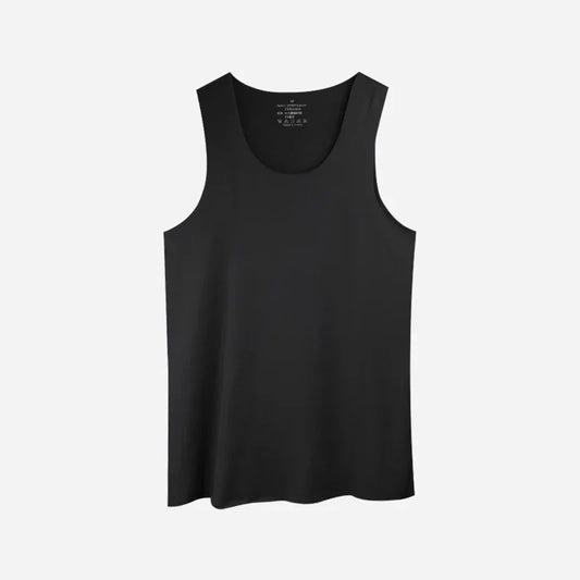 Men's thin V-neck undershirt vest, black sleeveless base layer