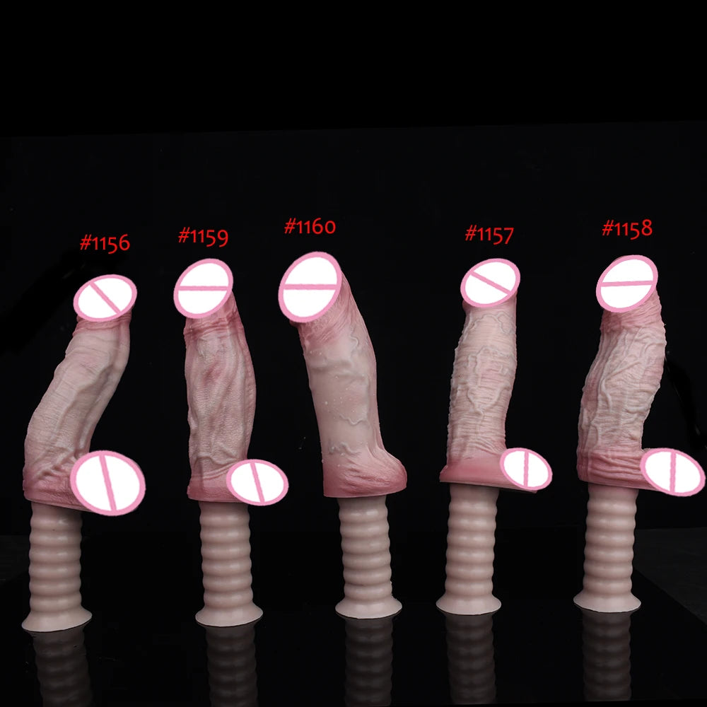 Assorted colors double-layer silicone dildos with suction bases, textured surfaces