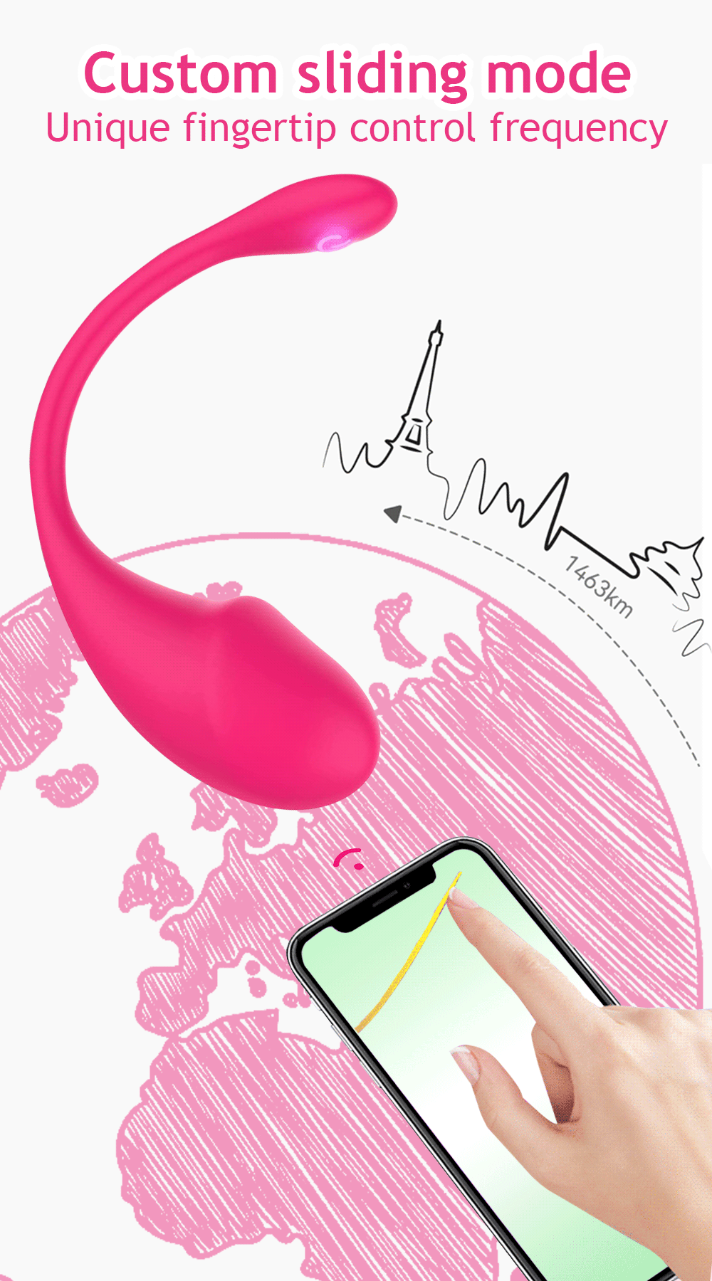 Pink g-spot vibrator with custom sliding mode fingertip control area