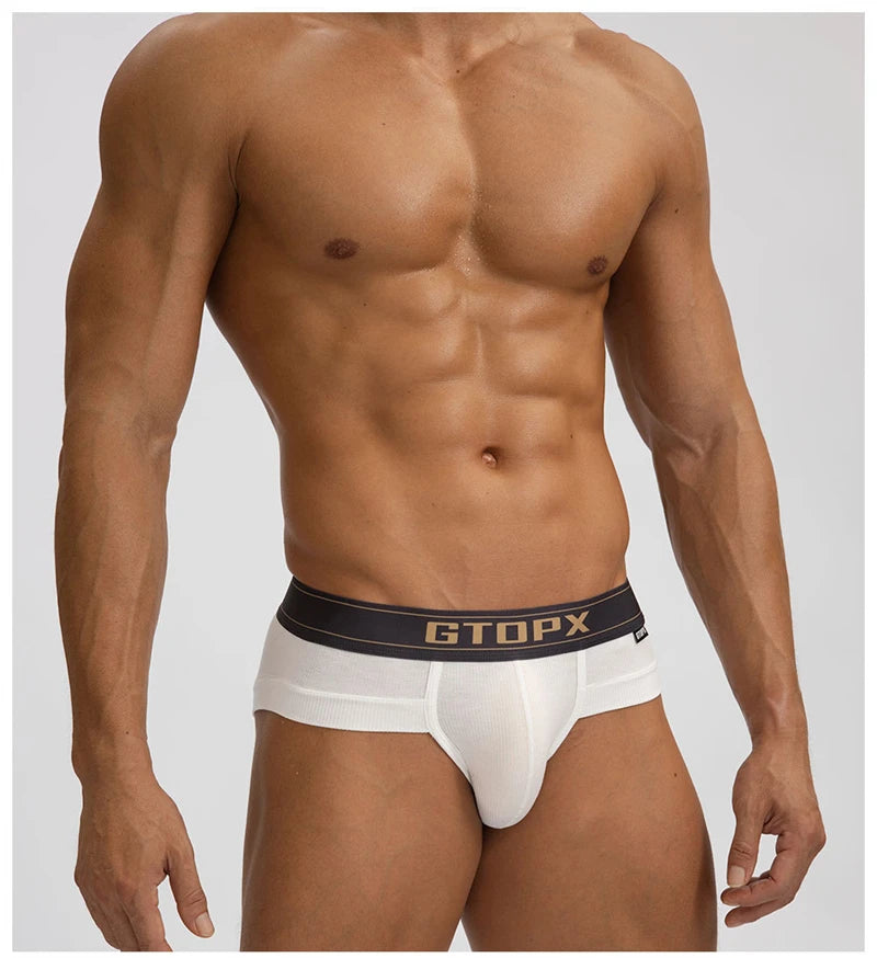 White modal wicking U-pouch boxer briefs with ribbed texture and pouch front