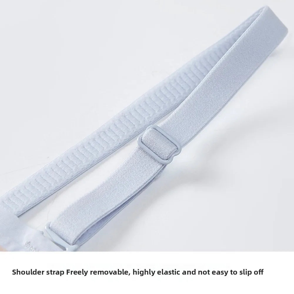 Light blue removable shoulder strap for wireless bra with adjustable elastic band