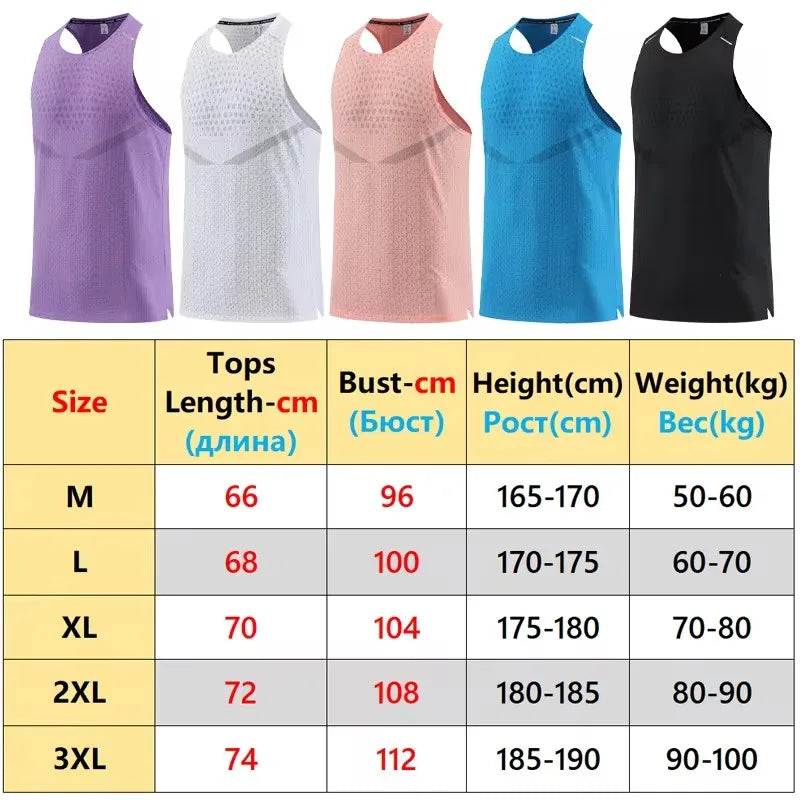 Men's breathable mesh gym vest tank top in assorted colors: white, blue, pink, black