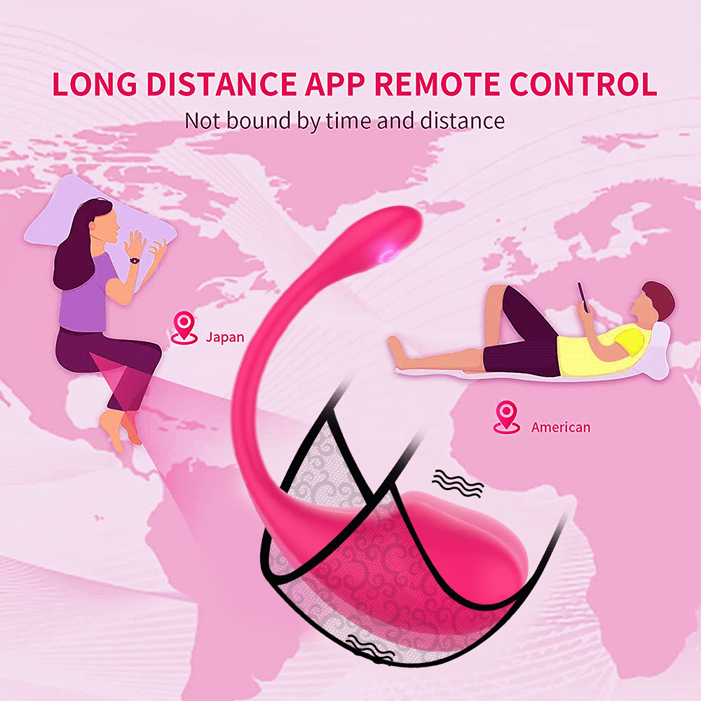 Pink long-distance app remote controlled g-spot vibrator with curved body