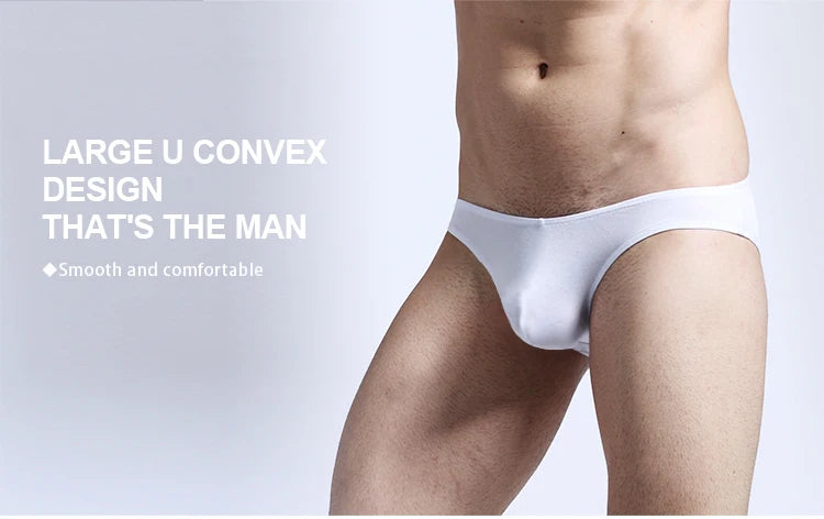 Modal U-pouch low-rise brief, light gray/white, contoured U-convex front pouch