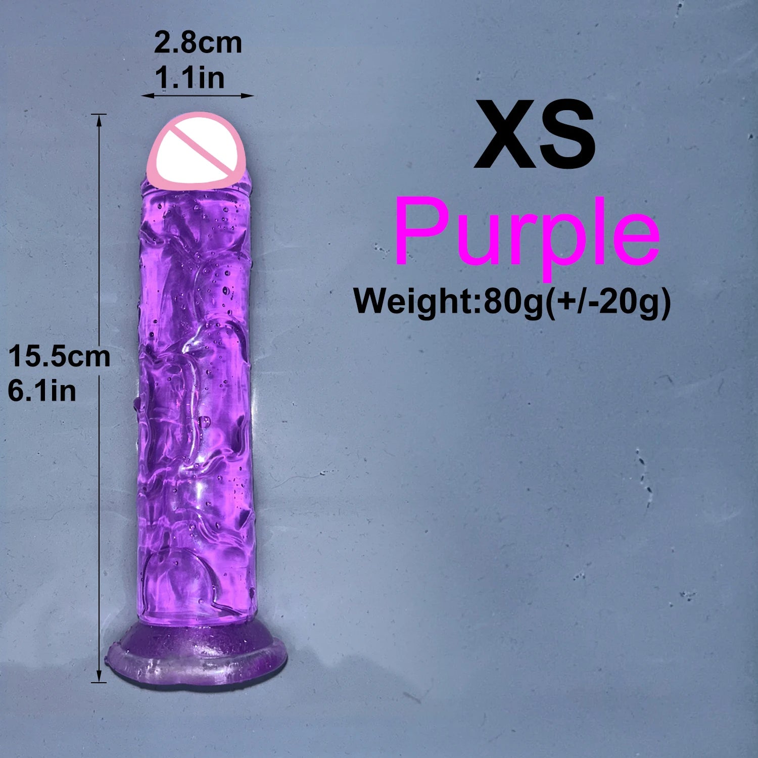 Purple transparent jelly dildo with suction cup, XS size