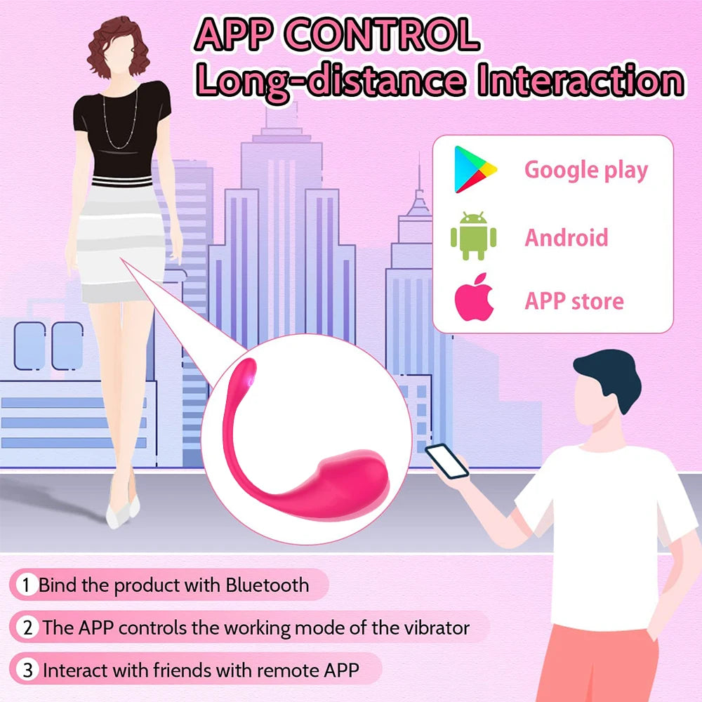 Pink APP-controlled g-spot vibrator for remote control, curved wearable shape