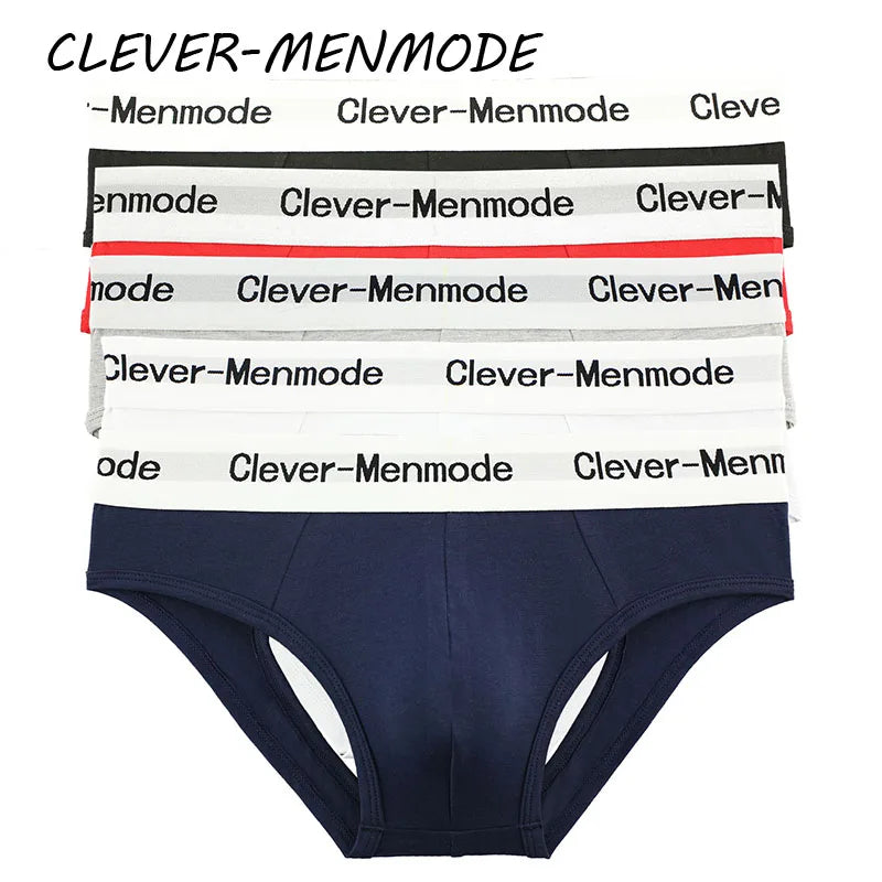 Assorted open-back cotton briefs: black, white, gray, red, and navy logo waistbands