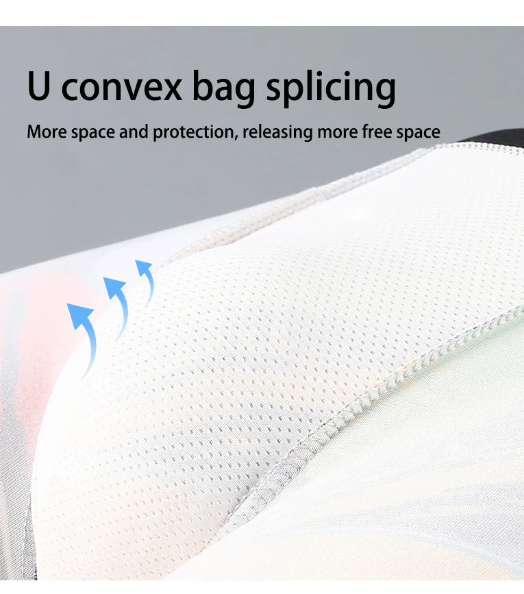 Light-colored breathable fabric panel with stitched edge, close-up view