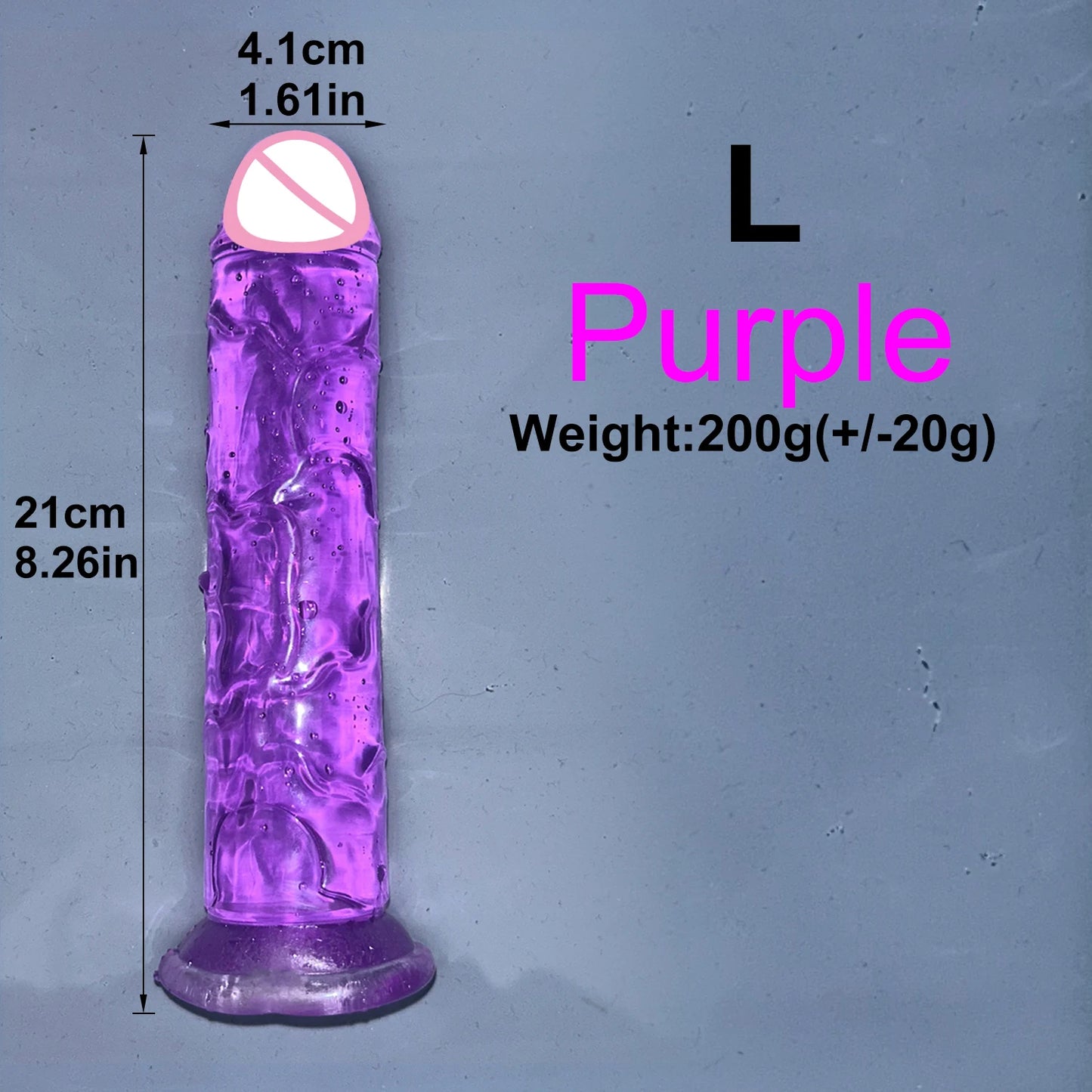 Purple transparent jelly dildo with suction cup, L size