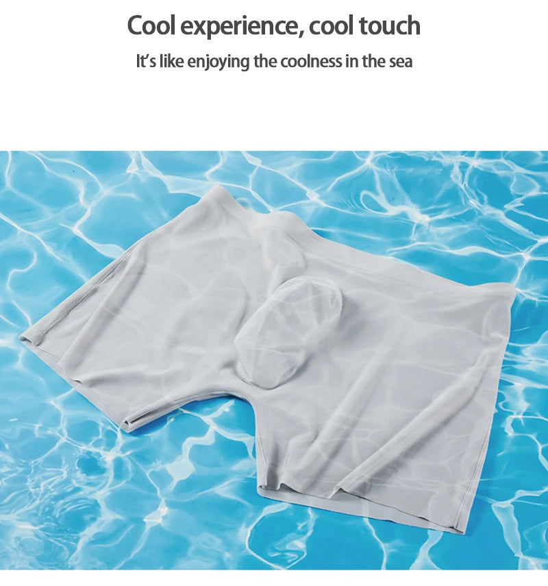 White seamless boxer briefs, soft stretch knit with straight leg hems