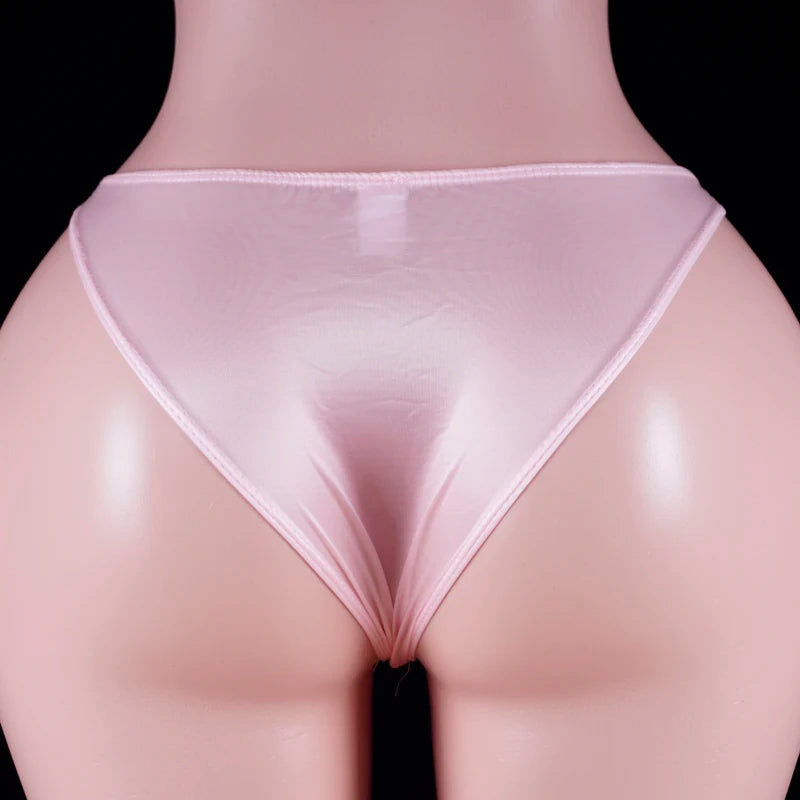 Solid U-pouch soft brief in pink, back view with smooth, high-cut coverage