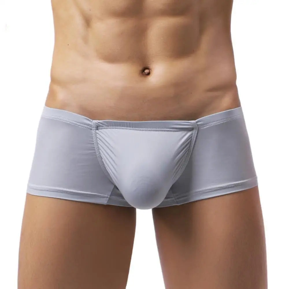 Ice silk low-rise boxer briefs, light gray