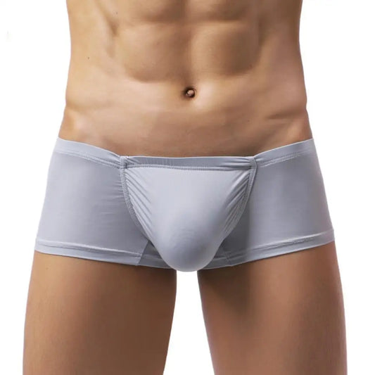 Ice silk low-rise boxer briefs, light gray
