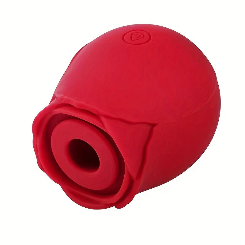 Red suction head close-up with circular opening and power button on body