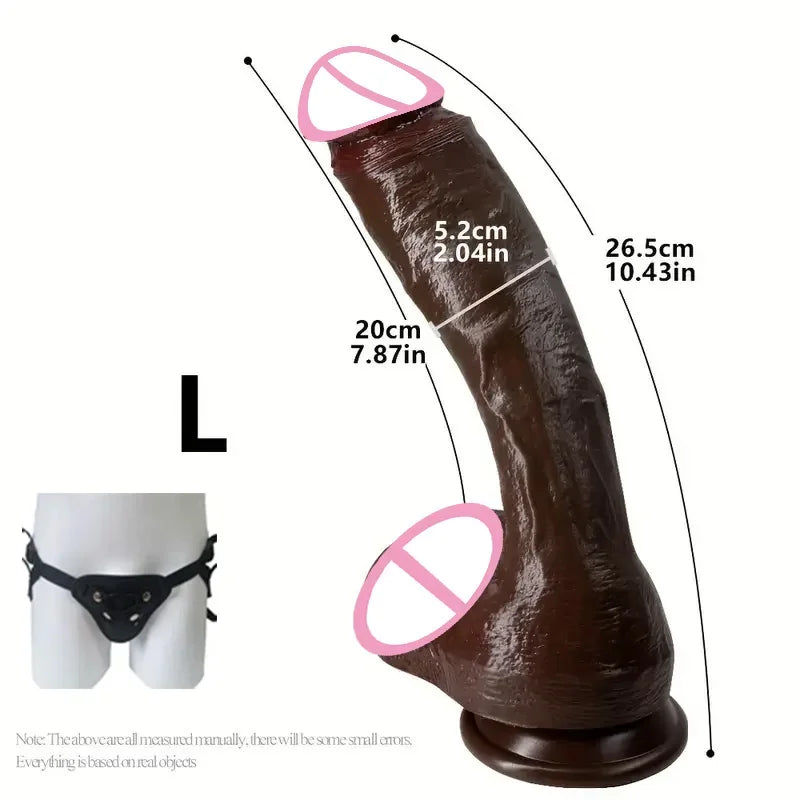 Dark-brown L realistic dildo with black panty