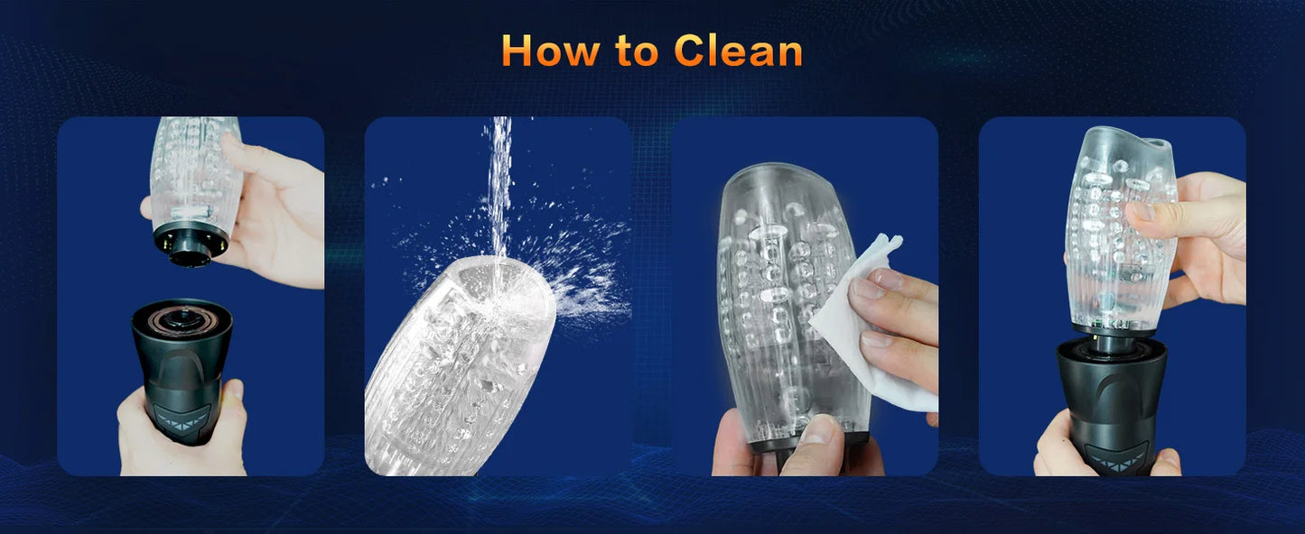Cleaning steps for rotating stimulation cup with water rinse images