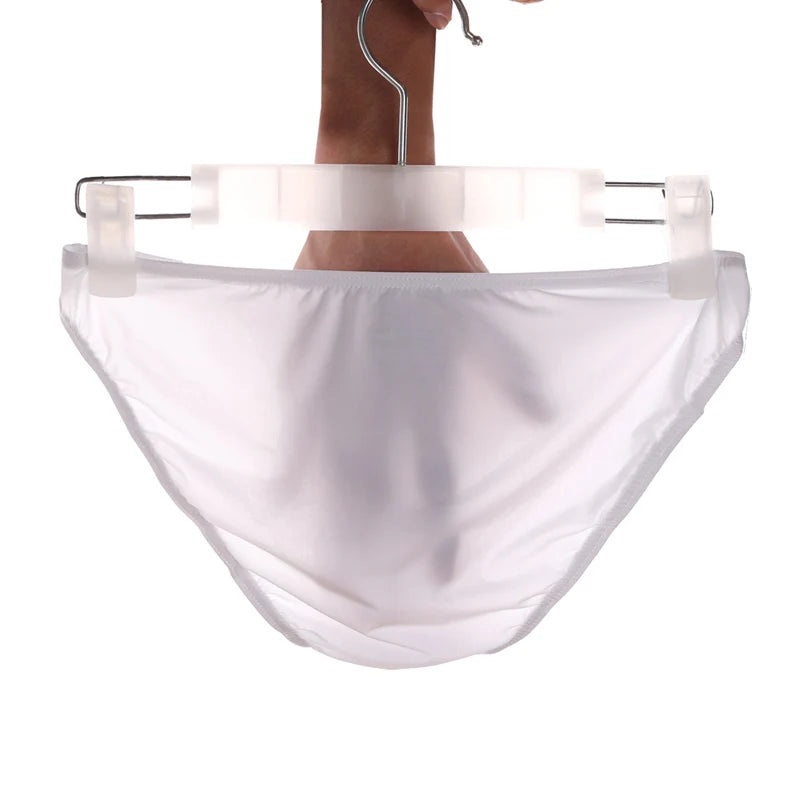 White modal U-pouch low-rise brief on hanger, low waist band and front pouch