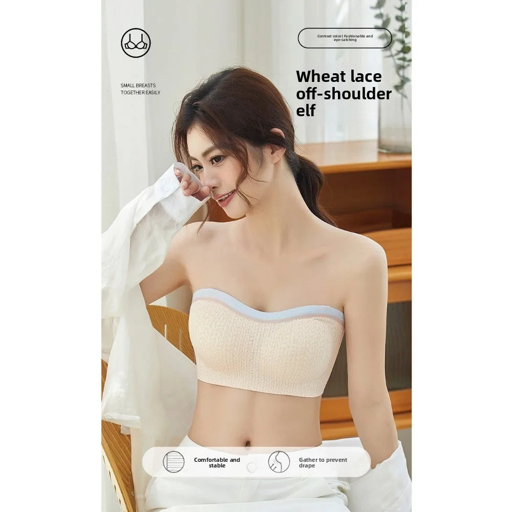 White seamless wireless strapless bra with wide band and smooth molded cups