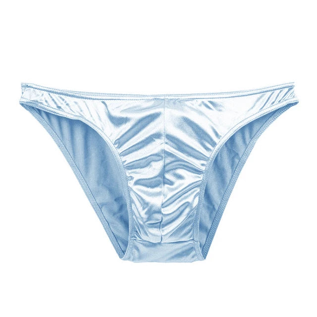 Satin silky multicolour brief in light sky blue, shiny high-cut