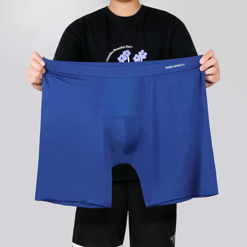 Blue modal compression boxer briefs with contoured pouch and logo waistband
