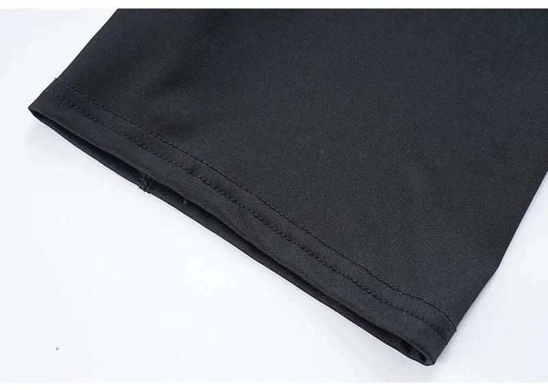 Black boxer shorts hem with stitched edge, folded view